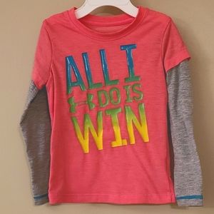 Under Armour "All I Do Is Win" pink/grey long sleeved tee shirt